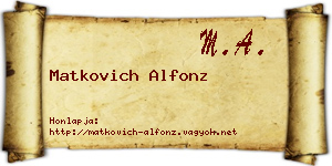 Matkovich Alfonz névjegykártya